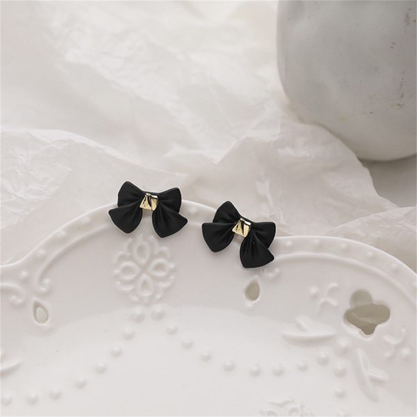 Black Enamel & 18K Gold-Plated Bow Stud Earrings Sale