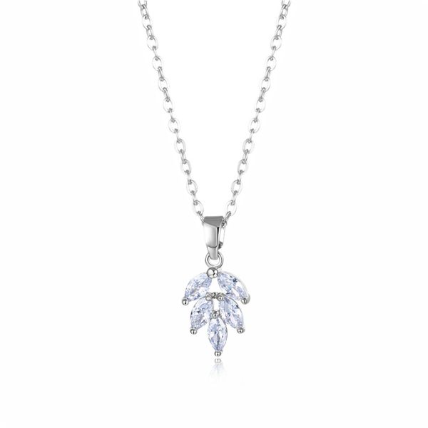 Marquise Crystal & Silver-Plated Leaves Pendant Necklace Online Hot Sale