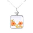 Yellow & Silver-Plated Pressed Flower Square Pendant Necklace Hot on Sale