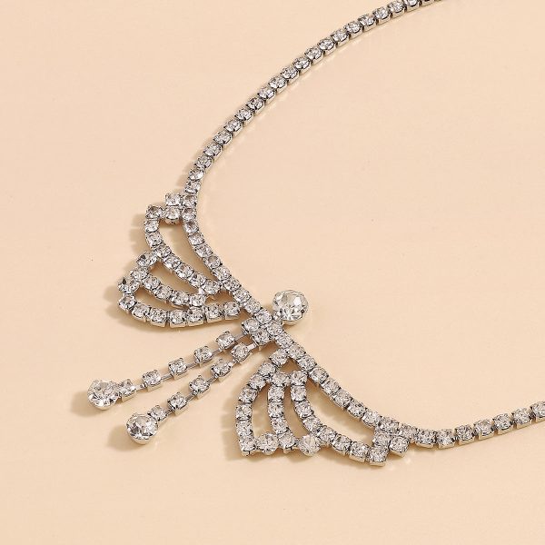 Cubic Zirconia & Silver-Plated Wings Pendant Necklace Supply