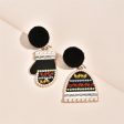 Black Cubic Zirconia & Pearl Hat & Mitten Drop Earrings For Cheap