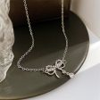 Cubic Zirconia & Silver-Plated Bow Pendant Necklace For Discount