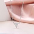 Cubic Zirconia & Silver-Plated Triangle Pendant Necklace For Sale