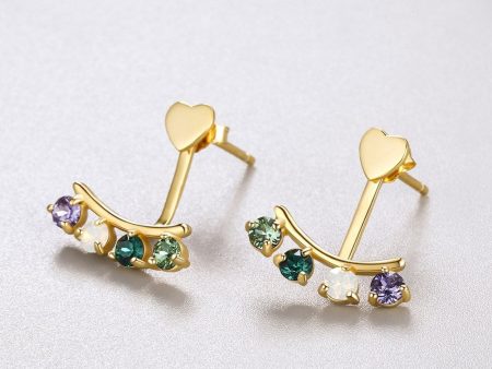 Green & Purple Cubic Zirconia Heart Ear Jackets Online Sale