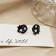 Black Enamel & Pearl Beauty Stud Earrings Discount