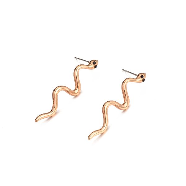 Black Cubic Zirconia & 18K Gold-Plated Snake Drop Earrings on Sale