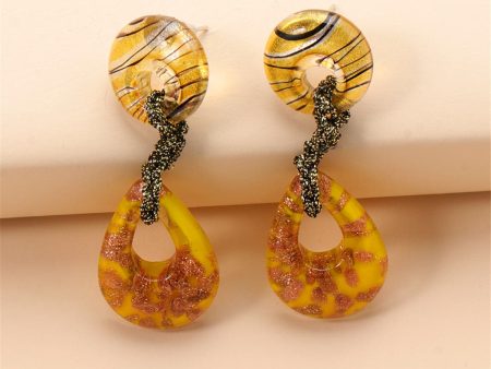 Yellow Resin Abstract Drop Earrings Online Hot Sale