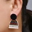 Black Cubic Zirconia & Pearl Hat & Mitten Drop Earrings For Cheap