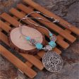 Turquoise & Silver-Plated Floral Plate Pendant Necklace Hot on Sale