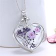 Purple Peach Blossom & Resin Heart Pendant Necklace For Discount