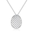 Cubic Zirconia & Silver-Plated Openwork Oval Pendant Necklace For Discount