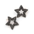 Black Cubic Zirconia & Silver-Plated Cutout Star Stud Earrings For Sale