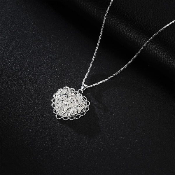 Silver-Plated Filigree Heart Pendant Necklace Cheap