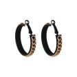 Black Enamel & 18K Gold-Plated Chain Hoop Earrings For Sale