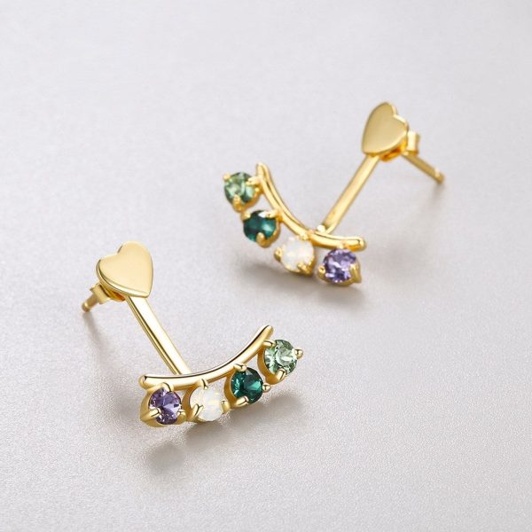 Green & Purple Cubic Zirconia Heart Ear Jackets Online Sale