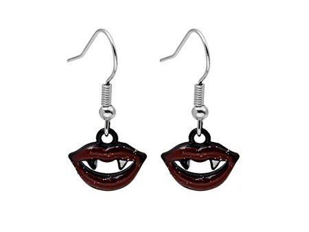 Red & Black Vampire Fangs Drop Earrings Online Hot Sale