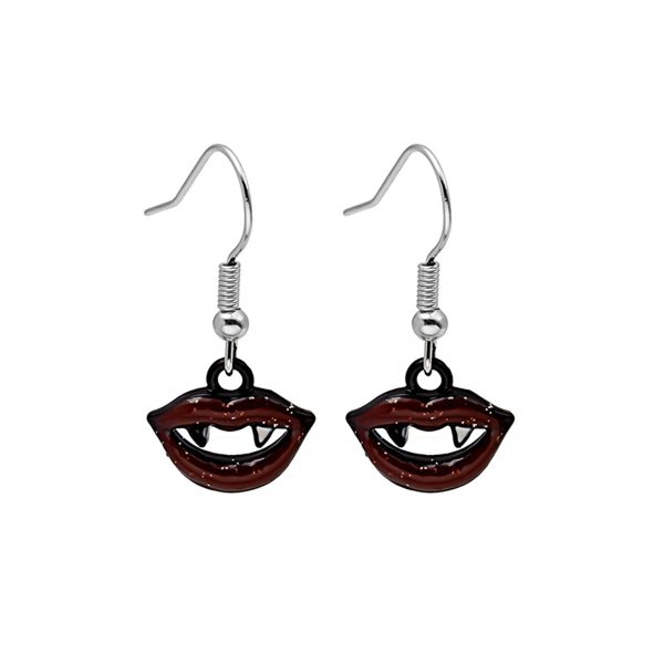 Red & Black Vampire Fangs Drop Earrings Online Hot Sale