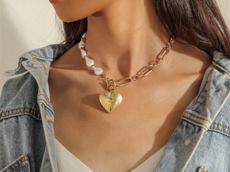 Pearl & 18K Gold-Plated Heart Pendant Necklace Discount