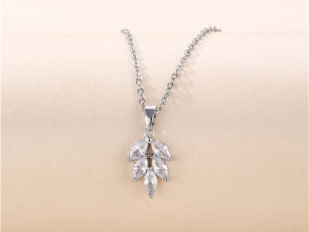 Marquise Crystal & Silver-Plated Leaves Pendant Necklace Online Hot Sale