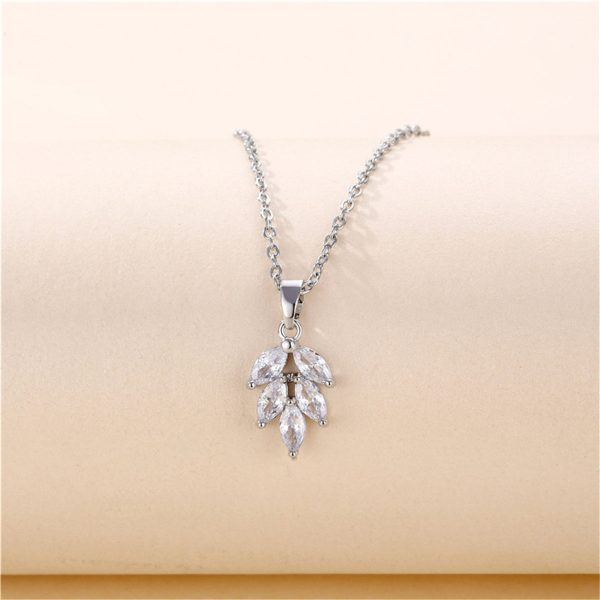 Marquise Crystal & Silver-Plated Leaves Pendant Necklace Online Hot Sale