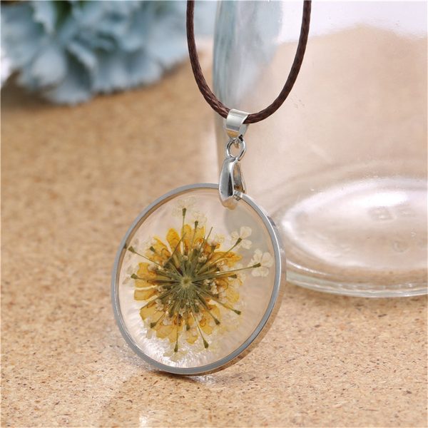 Yellow Mum Pendant Necklace Cheap