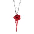 Red Enamel & Silver-Plated Rose Pendant Necklace on Sale