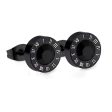 Black Cubic Zirconia & Black Round Roman Numeral Stud Earrings For Discount