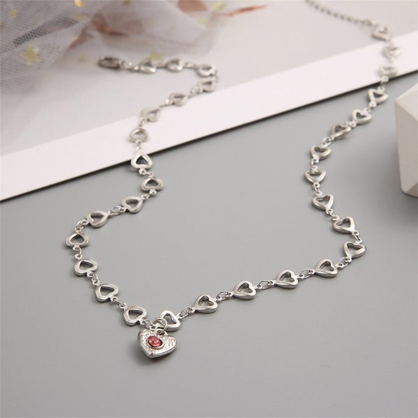 Cubic Zirconia & Silver-Plated Heart Chain Pendant Necklace Online now