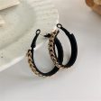 Black Enamel & 18K Gold-Plated Chain Hoop Earrings For Sale