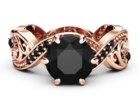 Black Cubic Zirconia & 18K Rose Gold-Plated Ring For Discount