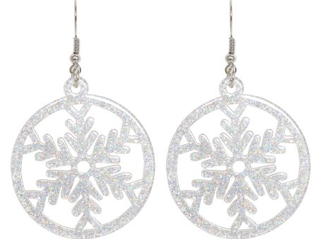 Acrylic & Silver-Plated Glitter Snowflake Circle Drop Earrings on Sale