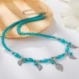 Turquoise & Silver-Plated Openwork Leaves Beaded Charm Necklace on Sale