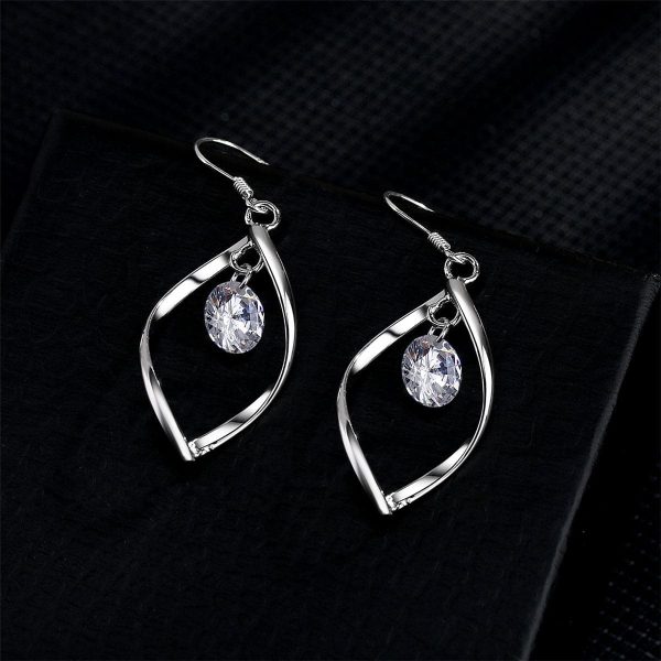 Cubic Zirconia & Silver-Plated Twisted Drop Earrings For Cheap