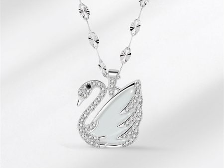 Quartz & Cubic Zirconia Silver-Plated Swan Pendant Necklace Online now