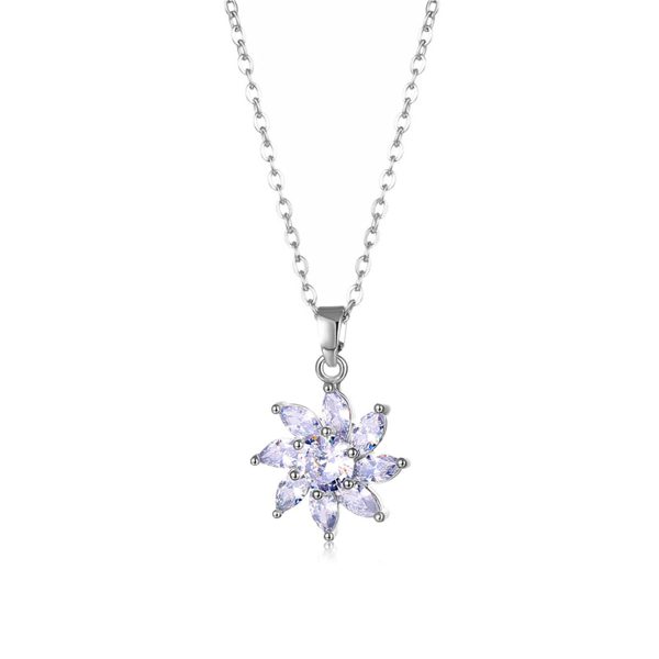 Crystal & Silver-Plated Flower Pendant Necklace For Discount