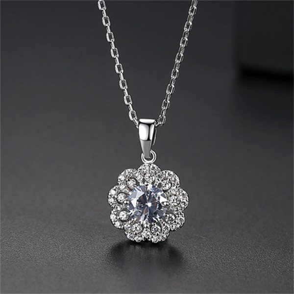 Crystal & Cubic Zirconia Flower Pendant Necklace Online Sale