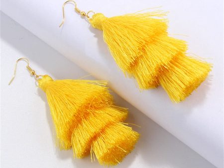 Yellow Polyster & 18K Gold-Plated Tiered Tassel Drop Earrings Online