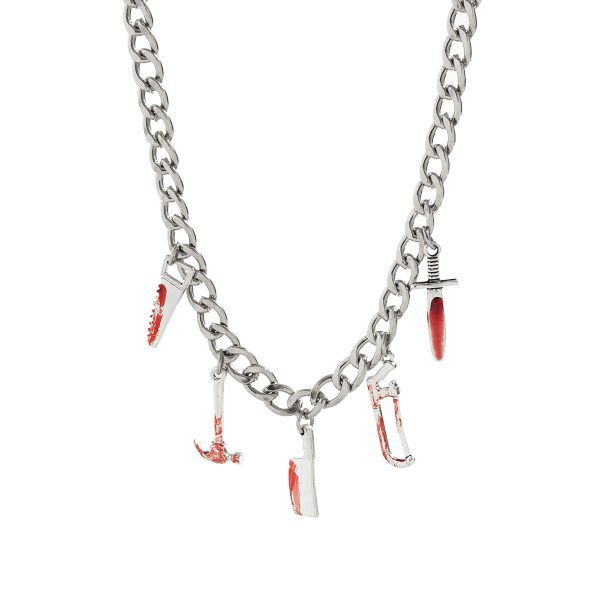 Red Enamel & Silver-Plated Weapon Charm Necklace Online Hot Sale