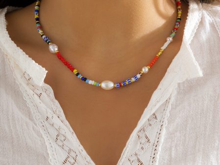 Red Howlite & Pearl Silver-Plated Beaded Choker Necklace For Cheap