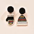 Black Cubic Zirconia & Pearl Hat & Mitten Drop Earrings For Cheap