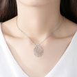 Cubic Zirconia & Silver-Plated Openwork Oval Pendant Necklace For Discount