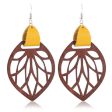 Yellow Polystyrene & Wood Silver-Plated Leaf Drop Earrings For Cheap