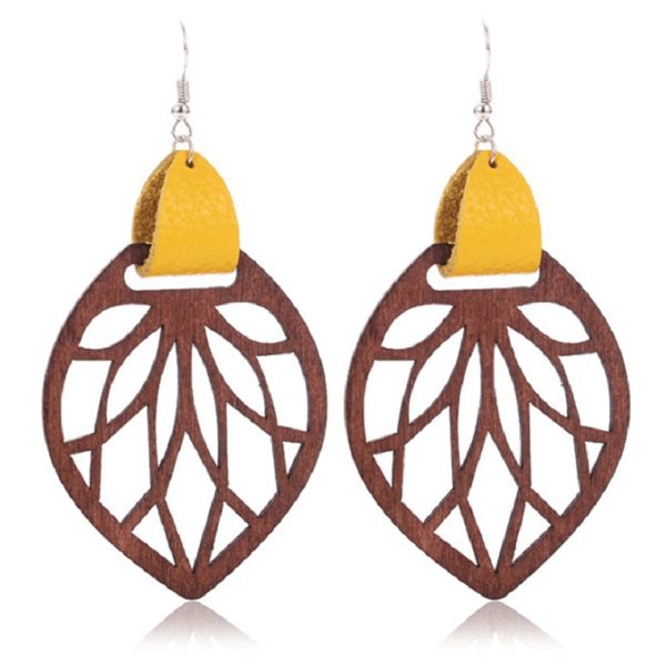 Yellow Polystyrene & Wood Silver-Plated Leaf Drop Earrings For Cheap