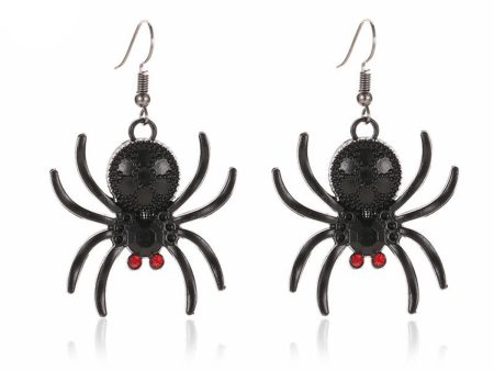 Black Cubic Zirconia Spider Drop Earrings For Cheap