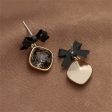 Black Enamel & Crystal Bow Drop Earrings Online