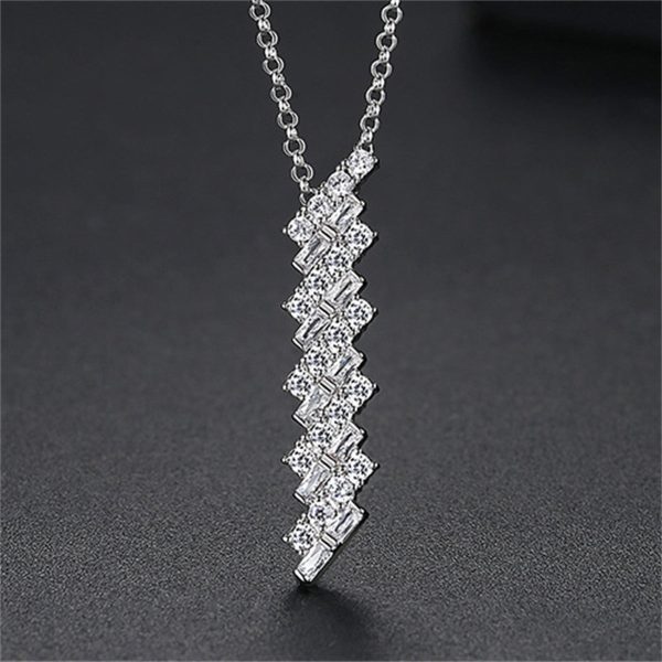 Crystal & Cubic Zirconia Stacked Pendant Necklace For Sale