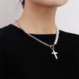 Pearl & Silver-Plated Cross Pendant Patchwork Toggle Necklace on Sale