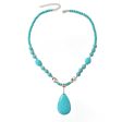 Turquoise & Silver-Plated Drop Pendant Necklace Online now