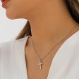 Cubic Zirconia & Silver-Plated Cable Chain Cross Pendant Necklace Cheap