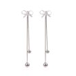 Silver-Plated Bow Double Ball Drop Earrings For Discount